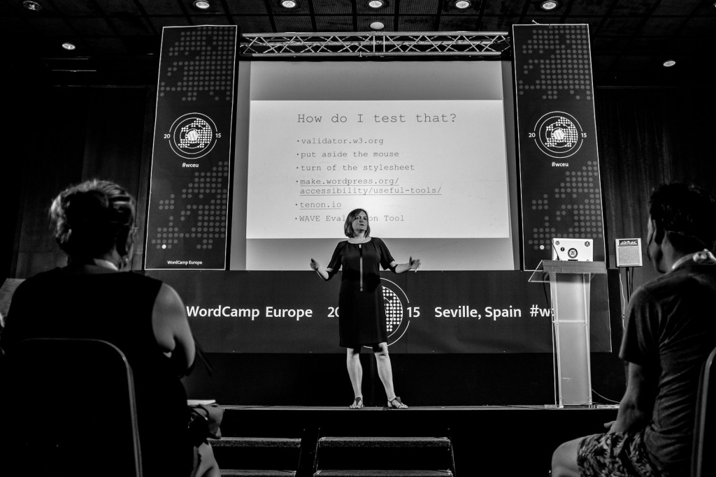 Rian on stage at WordCamp Europe 2015
